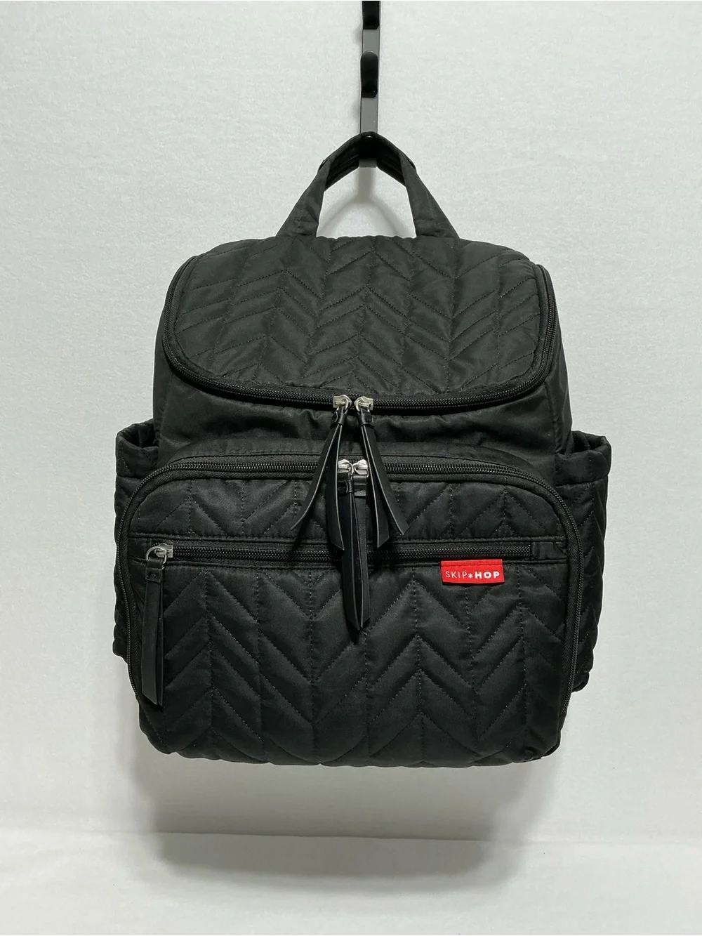 Skip Hop Black Quilted Diaper Bag Backpack With Changing Pad